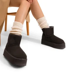[FuzzyClassic Platform Low Boot] Genuine Suede Snow Boots