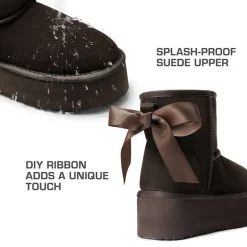[FuzzyClassic Platform Low Boot] Genuine Suede Snow Boots