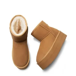 [FuzzyClassic Platform Low Boot] Genuine Suede Snow Boots