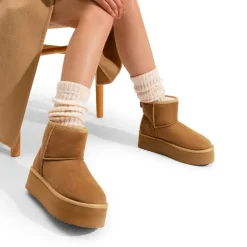 [FuzzyClassic Platform Low Boot] Genuine Suede Snow Boots