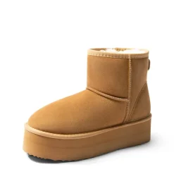 [FuzzyClassic Platform Low Boot] Genuine Suede Snow Boots