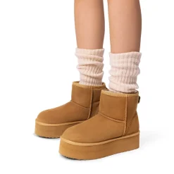[FuzzyClassic Platform Low Boot] Genuine Suede Snow Boots