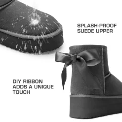 [FuzzyClassic Platform Low Boot] Genuine Suede Snow Boots