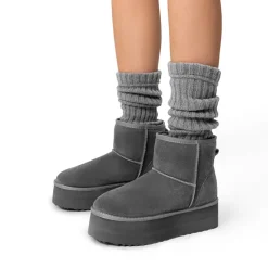 [FuzzyClassic Platform Low Boot] Genuine Suede Snow Boots