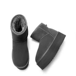 [FuzzyClassic Platform Low Boot] Genuine Suede Snow Boots
