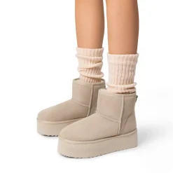 [FuzzyClassic Platform Low Boot] Genuine Suede Snow Boots