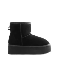 [FuzzyClassic Platform Low Boot] Genuine Suede Snow Boots