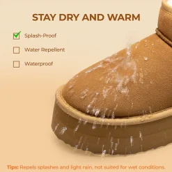 [FuzzyClassic Platform Mini Boot] Suede Platform Ankle Snow Boots