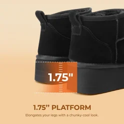 [FuzzyClassic Platform Mini Boot] Suede Platform Ankle Snow Boots