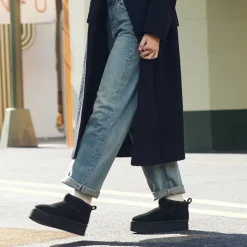 [FuzzyClassic Platform Mini Boot] Suede Platform Ankle Snow Boots