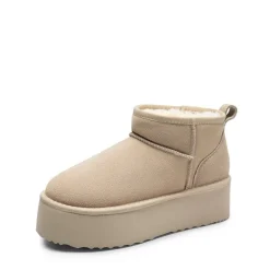 [FuzzyClassic Platform Mini Boot] Suede Platform Ankle Snow Boots