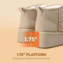[FuzzyClassic Platform Mini Boot] Suede Platform Ankle Snow Boots
