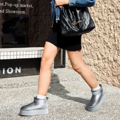 [FuzzyClassic Platform Mini Boot] Suede Platform Ankle Snow Boots