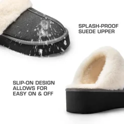 [FuzzyEasy Platform Slipper] Faux Fur Lining Platform Slippers