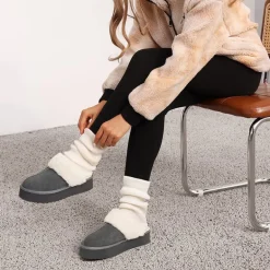 [FuzzyEasy Platform Slipper] Faux Fur Lining Platform Slippers