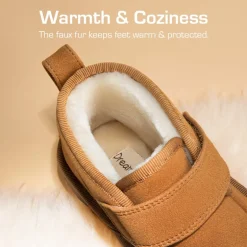 [FuzzyGo Kid's Cozy Tap] Hook-And-Loop Snow Boots