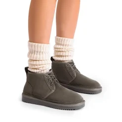 [FuzzyGo Women's Cozy] Suede Lace-Up Fur Snow Boots