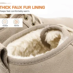 [FuzzyGo Women's Cozy] Suede Lace-Up Fur Snow Boots