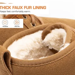 [FuzzyGo Women's Cozy] Suede Lace-Up Fur Snow Boots