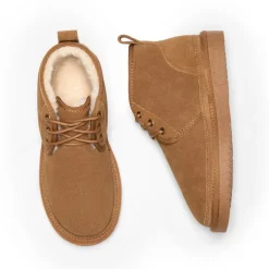 [FuzzyGo Women's Cozy] Suede Lace-Up Fur Snow Boots