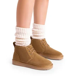 [FuzzyGo Women's Cozy] Suede Lace-Up Fur Snow Boots