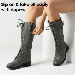 [Georgia] Faux Fur Lining Knee High Riding Boots