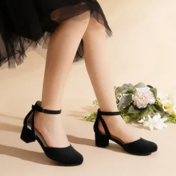 Girls’ Almond-Toe Block Heel Dress Shoes