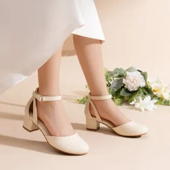 Girls’ Almond-Toe Block Heel Dress Shoes