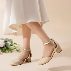 Girls’ Almond-Toe Block Heel Dress Shoes