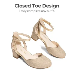 Girls’ Almond-Toe Block Heel Dress Shoes