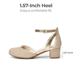 Girls’ Almond-Toe Block Heel Dress Shoes