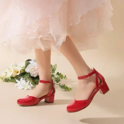 Girls’ Almond-Toe Block Heel Dress Shoes