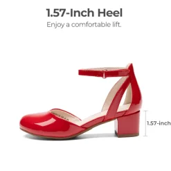 Girls’ Almond-Toe Block Heel Dress Shoes