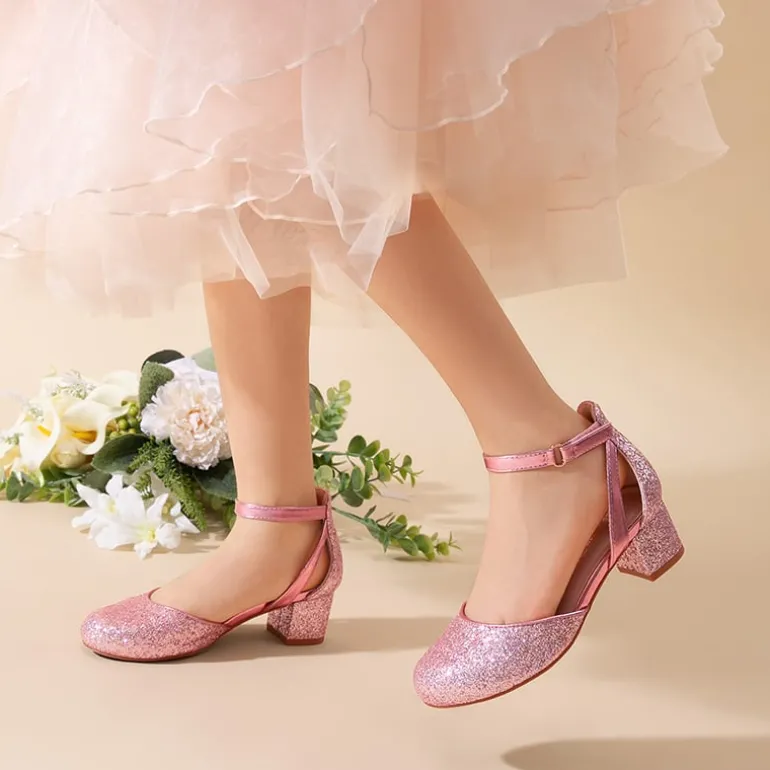 Girls’ Almond-Toe Block Heel Dress Shoes
