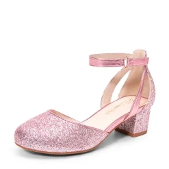 Girls’ Almond-Toe Block Heel Dress Shoes