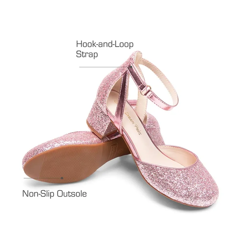 Girls’ Almond-Toe Block Heel Dress Shoes