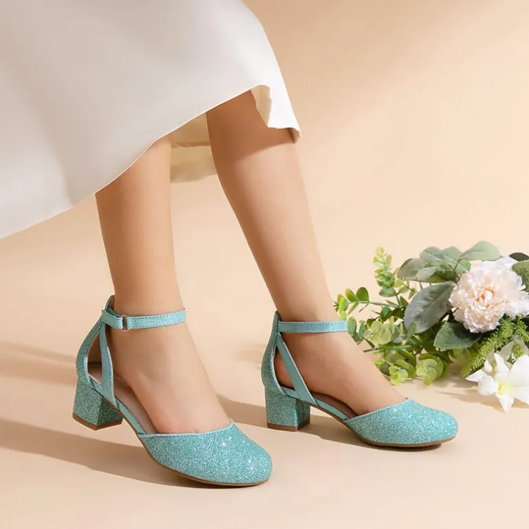 Girls’ Almond-Toe Block Heel Dress Shoes