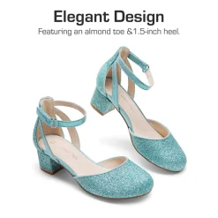 Girls’ Almond-Toe Block Heel Dress Shoes