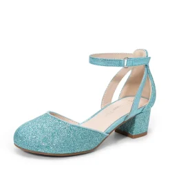 Girls’ Almond-Toe Block Heel Dress Shoes