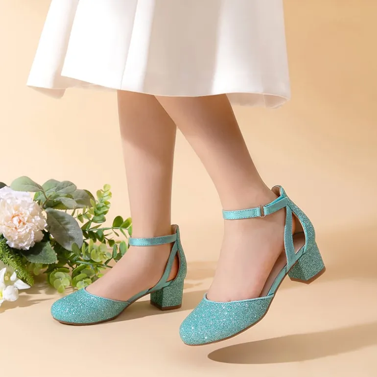 Girls’ Almond-Toe Block Heel Dress Shoes