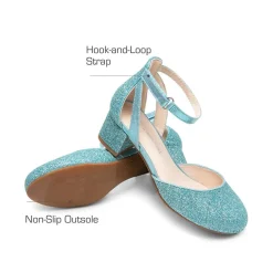 Girls’ Almond-Toe Block Heel Dress Shoes