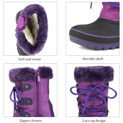 Girls and Boys Fur Lined Winter Snow Boots