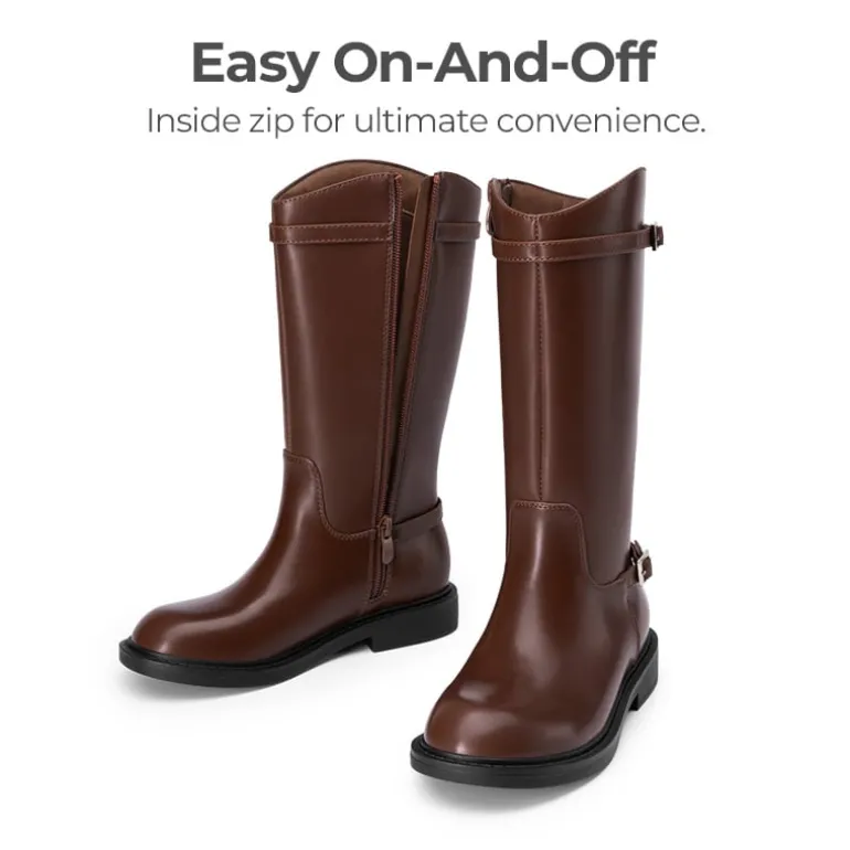 Girls’ Classic Buckle Knee-High Boots