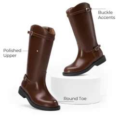 Girls’ Classic Buckle Knee-High Boots