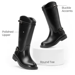 Girls’ Classic Buckle Knee-High Boots