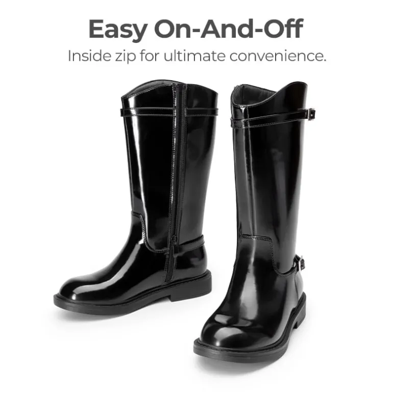 Girls’ Classic Buckle Knee-High Boots