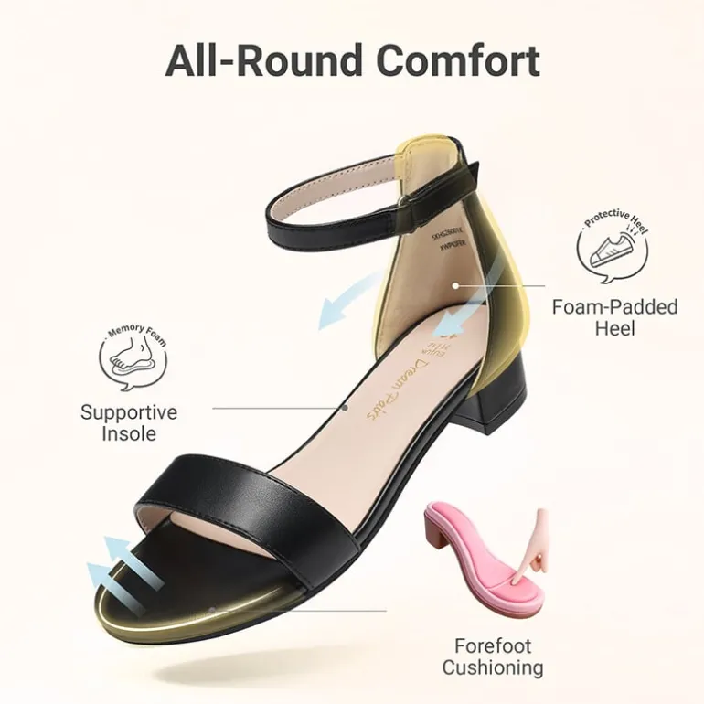 Girls’ Comfy Party Heels with Buckle Closure