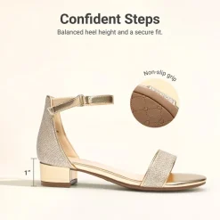 Girls’ Comfy Party Heels with Buckle Closure