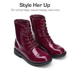 Girls’ Cushioned Side Zipper Perforated Ankle Boots