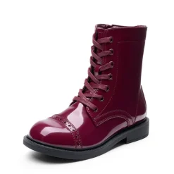 Girls’ Cushioned Side Zipper Perforated Ankle Boots